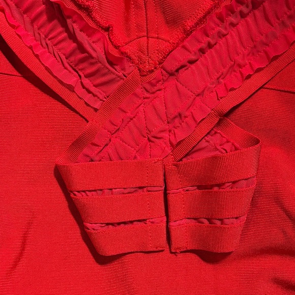 Elegant Red Women's Dress bodycon stretch - Picture 3 of 7